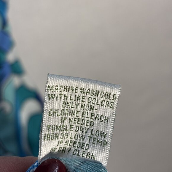 Donna Morgan Wrap Dress Blue Abstract Print Size 14 Polyester/Spandex Made In US - Picture 6 of 8